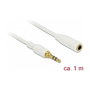DeLOCK 85577 Cable de extensión de audio 3,5 mm Macho a Hembra 1 m Blanco