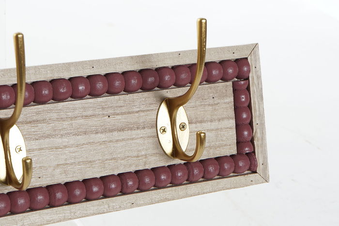 DKD Home Decor Perchero Shabby Rosa Natural 7.5 x 12 x 50 cm (4 Unidades)