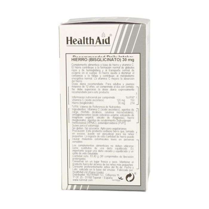 Health Aid Hierro Bisglicinato con Vitamina C 90 comprimidos Health Aid Hierro Bisglicinato con Vitamina C 90 comprimidos