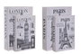 DKD Home Decor Set de 2 Cajas para Libros CITY Negro y Blanco