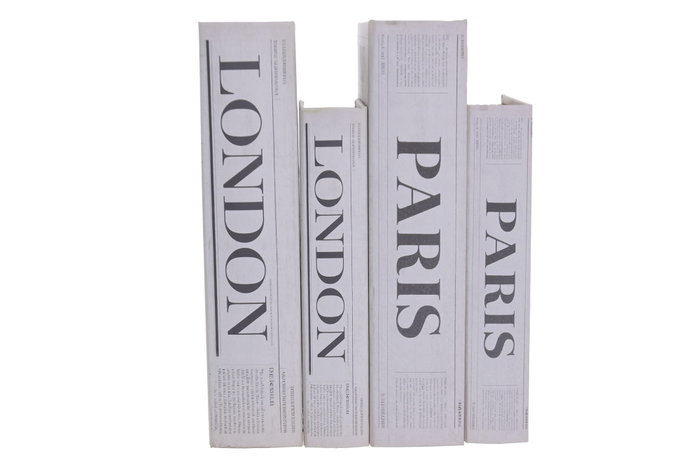 DKD Home Decor Set de 2 Cajas para Libros CITY Negro y Blanco