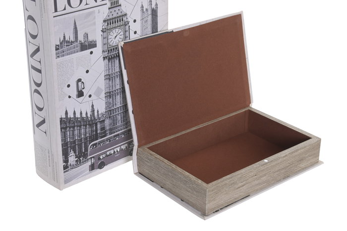 DKD Home Decor Set de 2 Cajas para Libros CITY Negro y Blanco