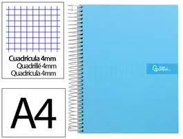Liderpapel Cuaderno Espiral A4 Crafty Cuadriculado 4mm Celeste