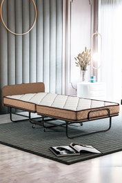 Hanah Home Cama Plegable Supreme Niron Blanco y Negro 90x200cm. Máximo confort y soporte ortopédico. Diseño que ahorra espacio.