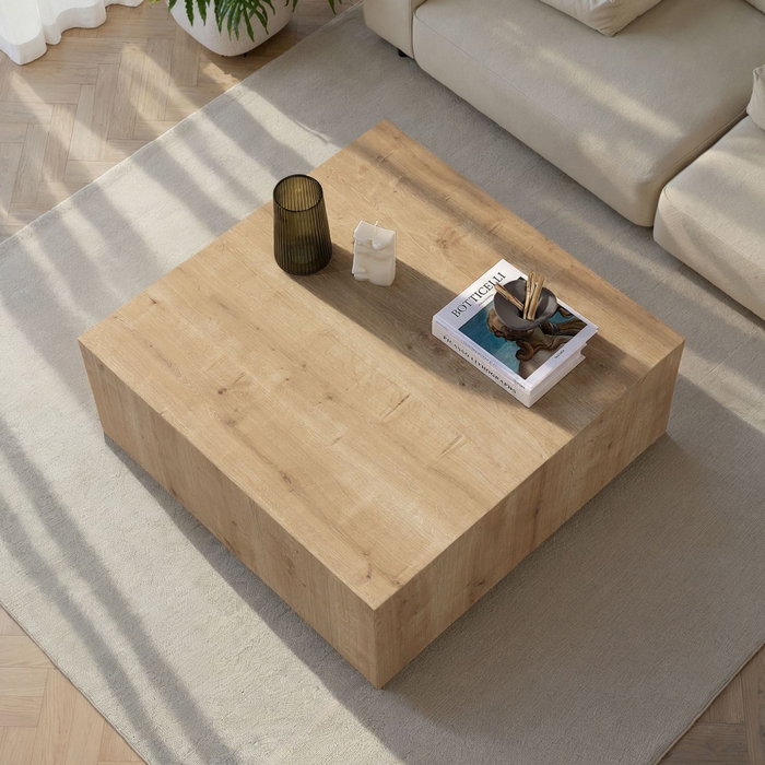 Hanah Home Prizma Mesa de Centro, Roble Zafiro (Sapphire Oak), 90x90x35 cm, MDF 18mm Hanah Home Prizma Mesa de Centro, Roble Zafiro (Sapphire Oak), 90x90x35 cm, MDF 18mm