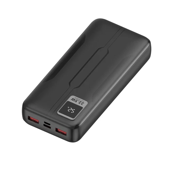 Leotec LEPOW20W22K Power Bank 20000 mAh 22.5W PD/QC 3.0 Batería Externa con Puertos USB-C (20W) + 2 USB-A (22.5W), Pantalla Digital y Carga Rápida - Negro