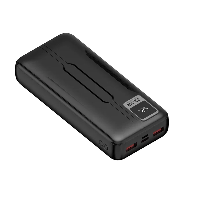 Leotec LEPOW20W22K Power Bank 20000 mAh 22.5W PD/QC 3.0 Batería Externa con Puertos USB-C (20W) + 2 USB-A (22.5W), Pantalla Digital y Carga Rápida - Negro