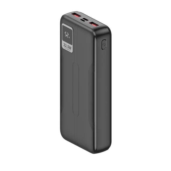Leotec LEPOW20W22K Power Bank 20000 mAh 22.5W PD/QC 3.0 Batería Externa con Puertos USB-C (20W) + 2 USB-A (22.5W), Pantalla Digital y Carga Rápida - Negro