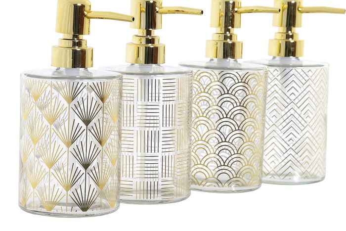DKD Home Decor Dosificador Dorado Cristal y ABS 8 x 18 x 8 cm 450 ml (12 Unidades)