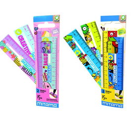 Mitama Regla Doble Decímetro 15cm Colores Surtidos Pack de 2