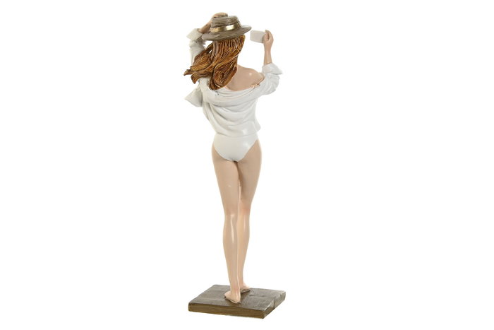 DKD Home Decor Figura Decorativa Resina Blanco Beige 6.5 x 24.5 x 8 cm (2 Unidades)