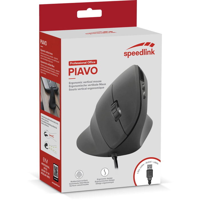 Speedlink PIAVO Ratón Vertical Ergonómico para Mano Derecha, 2400 DPI, Negro Speedlink PIAVO Ratón Vertical Ergonómico para Mano Derecha, 2400 DPI, Negro