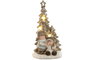 DKD Home Decor Figura de Navidad Moderna para Decoración del Hogar Niños Árbol Blanco Dorado Set 2 Unidades 44x23.5x23 cm de Magnesia con Luz LED