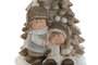 DKD Home Decor Figura de Navidad Moderna para Decoración del Hogar Niños Árbol Blanco Dorado Set 2 Unidades 44x23.5x23 cm de Magnesia con Luz LED
