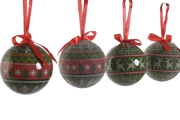 DKD Home Decor Set de 14 Bolas de Decoración Verde y Rojo DKD Home Decor Set de 14 Bolas de Decoración Verde y Rojo