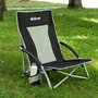 Aktive Silla plegable de camping baja y transpirable negra con posavasos