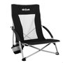 Aktive Silla plegable de camping baja y transpirable negra con posavasos