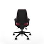 Silla de oficina Elche con mecanismo Asincro tapizada con Tela color Granate. Equipada con Base piramidal negra, Brazos fijos y Ruedas 65mm nailon
