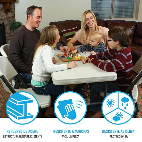 Lifetime Mesa Rectangular Plegable Crema Plástico Acero 122x61x74 cm