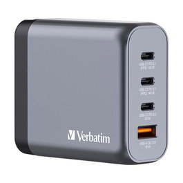 Verbatim Gnc-140 Cargador de Pared Gan 140W con 1x USB-A 3.0 y 3x USB-C 3.0