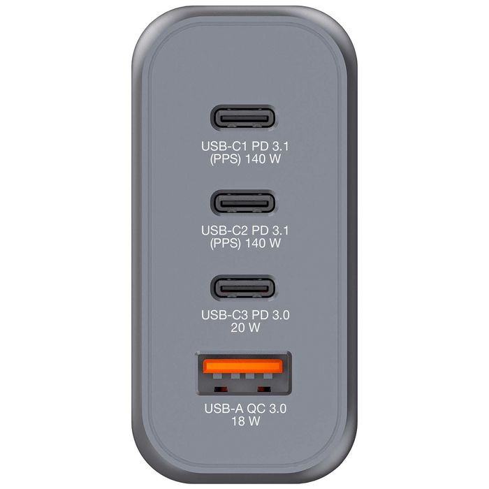 Verbatim GNC-140 Cargador de Pared GaN 140W con 3x USB-C y 1x USB-A Verbatim GNC-140 Cargador de Pared GaN 140W con 3x USB-C y 1x USB-A