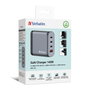 Verbatim GNC-140 Cargador de Pared GaN 140W con 3x USB-C y 1x USB-A