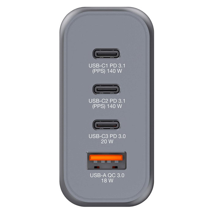 Verbatim GNC-140 Cargador de Pared GaN 140W con 3x USB-C y 1x USB-A Verbatim GNC-140 Cargador de Pared GaN 140W con 3x USB-C y 1x USB-A