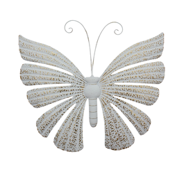 DKD Home Decor Decoración de Pared Mariposa Decapé Blanco y Dorado