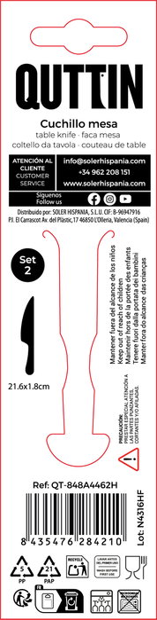 Inde Set de 2 Cuchillos de Mesa 22 cm Antartica (12 Cajas) Reformulado Inde Set de 2 Cuchillos de Mesa 22 cm Antartica (12 Cajas) Reformulado