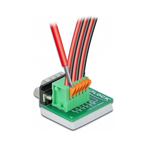 DeLOCK Adaptador D-Sub 9 macho a bloque de terminales con pulsador vertical Verde 66554