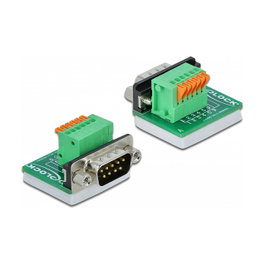 DeLOCK Adaptador D-Sub 9 macho a bloque de terminales con pulsador vertical Verde 66554
