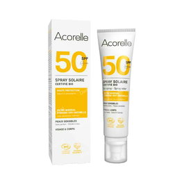 Acorelle Spray Solar Corporal SPF 50+ 100ml Bio - Alta Protección UVA/UVB, Filtro Mineral, Para Pieles Sensibles