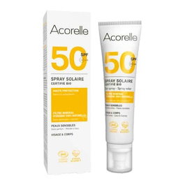 Acorelle Spray Solar SPF50 100ml Bio Alta Protección Corporal Pieles Sensibles Filtro Mineral UVA UVB