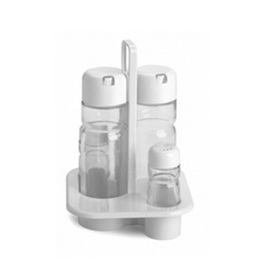 COMAS HOTEL Juego de Vinagrera Blanca, 4 Piezas, Cristalería y Orfebrería para Mesa