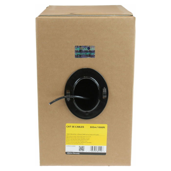 StarTech Bobina Cable Ethernet Cat5e UTP Sólido 305m Negro - Cable de Red a Granel 304.8m, CMR, 24 AWG, 350 MHz, Conformidad UL/RoHS, 84733080 StarTech Bobina Cable Ethernet Cat5e UTP Sólido 305m Negro - Cable de Red a Granel 304.8m, CMR, 24 AWG, 350 MHz, Conformidad UL/RoHS, 84733080
