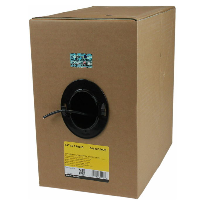 StarTech Bobina Cable Ethernet Cat5e UTP Sólido 305m Negro - Cable de Red a Granel 304.8m, CMR, 24 AWG, 350 MHz, Conformidad UL/RoHS, 84733080 StarTech Bobina Cable Ethernet Cat5e UTP Sólido 305m Negro - Cable de Red a Granel 304.8m, CMR, 24 AWG, 350 MHz, Conformidad UL/RoHS, 84733080