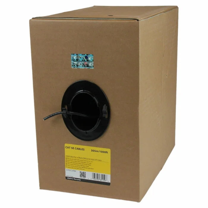StarTech Bobina Cable Ethernet Cat5e UTP Sólido 305m Negro - Cable de Red a Granel 304.8m, CMR, 24 AWG, 350 MHz, Conformidad UL/RoHS, 84733080 StarTech Bobina Cable Ethernet Cat5e UTP Sólido 305m Negro - Cable de Red a Granel 304.8m, CMR, 24 AWG, 350 MHz, Conformidad UL/RoHS, 84733080
