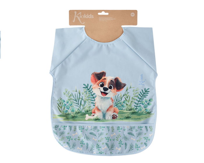 KioKids Babero Impermeable con Mangas y Bolsillo Recogemigas - Colección Lovely Friends - Azul - Bebé +4 Meses KioKids Babero Impermeable con Mangas y Bolsillo Recogemigas - Colección Lovely Friends - Azul - Bebé +4 Meses