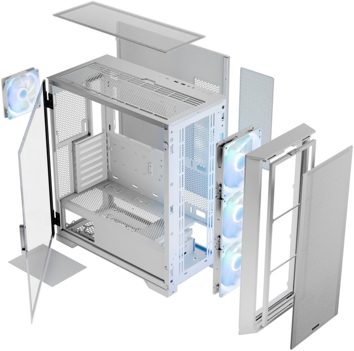 Modecom Horizon ARGB Blanca - Caja PC Torre Media E-ATX con Ventiladores ARGB y Cristal Templado