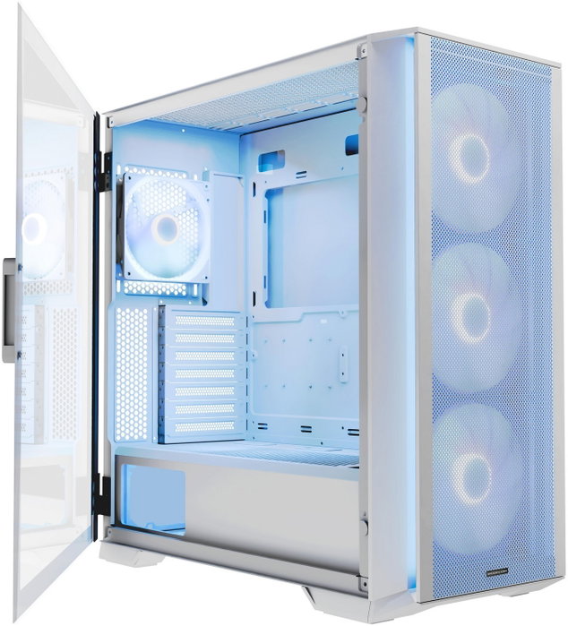 Modecom Horizon ARGB Blanca - Caja PC Torre Media E-ATX con Ventiladores ARGB y Cristal Templado