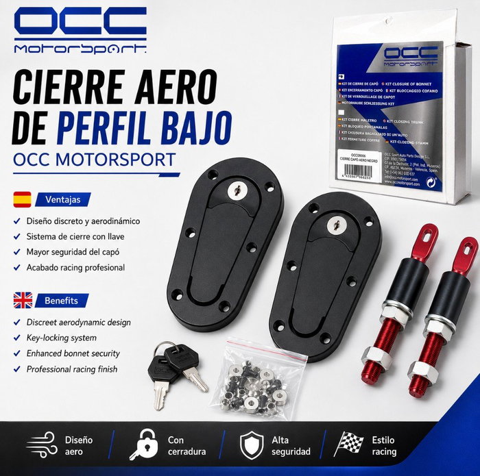 Occ Motorsport Kit Cierre Capot Aero Llave Negro