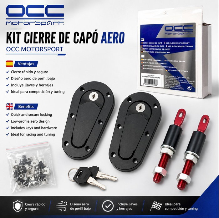 Occ Motorsport Kit Cierre Capot Aero Llave Negro