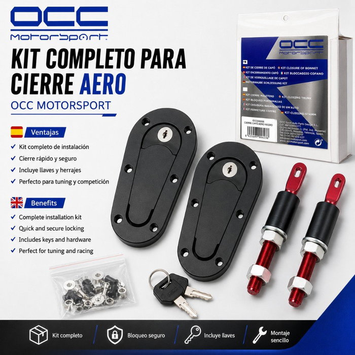 Occ Motorsport Kit Cierre Capot Aero Llave Negro