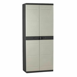 Plastiken Armario alto TITANIO con 2 puertas y estantes - Beige y Negro