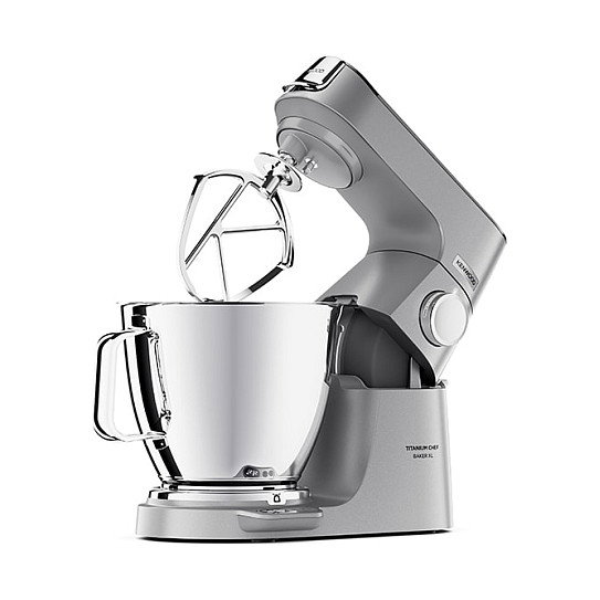 Kenwood KVL85.004SI Titanium Chef Baker XL - Batidora Amasadora Planetaria, 7 L, 1200 W, Función Turbo, Color Plata