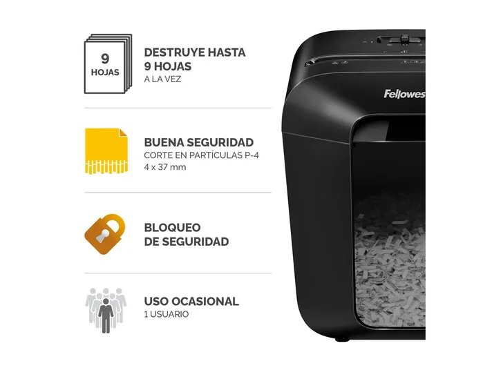 Fellowes Powershred LX50 Negro, Corte en Partículas, 9 Hojas