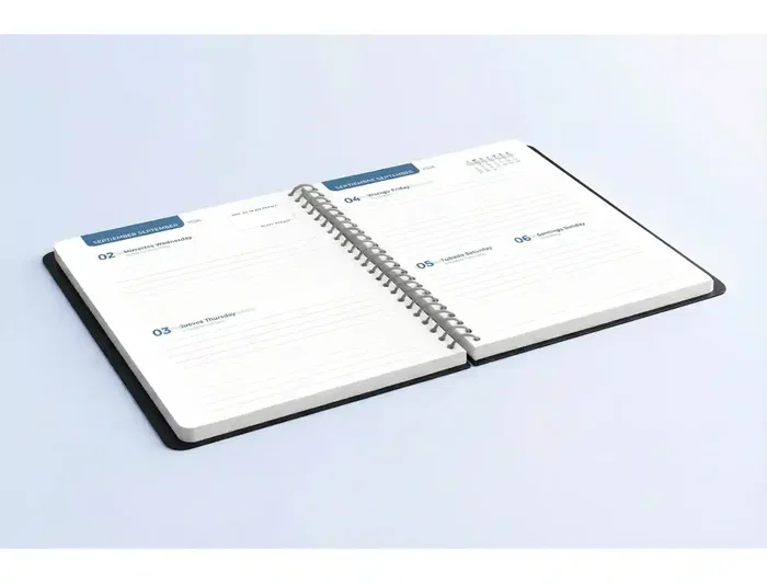 Liderpapel - Agenda escolar 2026-2027, formato A5, espiral, interior bilingüe, 2 días por página, colección Basic, color negro, papel FSC 70g