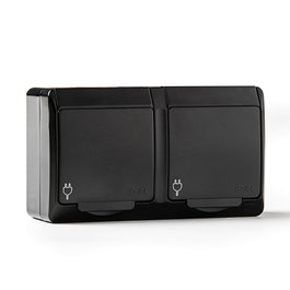 Famatel Base doble T/TL estanca IP44 16A 250V Negro Blíster