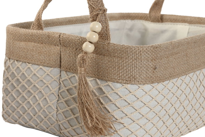 DKD Home Decor Set de 4 Cestas de EVA y Poliéster Natural y Crema 36x26x14 cm