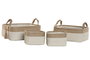 DKD Home Decor Set de 4 Cestas de EVA y Poliéster Natural y Crema 36x26x14 cm